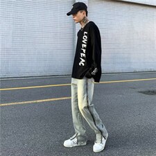 牛仔裤男秋季潮大码休闲裤子高街设计感裤NT283P55，男装牛仔裤，星座1116-2