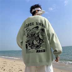 ！直播品质重磅宽松大码港风关公印花圆领卫衣WY39-特p28，男装卫衣，星座508（原C305）