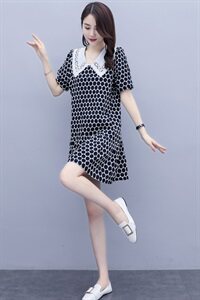 2021夏装新款时尚刺绣娃娃领连衣裙图片