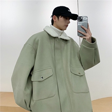 TP98N58毛呢羊羔毛棉服加绒加厚OVERSIZE韩版宽松上衣外套，男装棉衣，电商A170