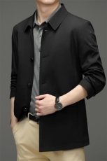 中年男士纯色翻领夹克男2023春季新款时尚休闲爸爸外套上衣，男装夹克，电商B212（原钱塘6029）