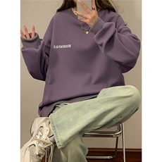 美式慵懒风chic圆领卫衣女胖MM大码春秋薄款oversize宽松休闲外套，女装短外套，电商A233-1