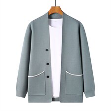G1233男士2023年秋季新款长袖羊毛针织开衫青年休闲外套服装P75，男装针织衫/毛衣，电商B360