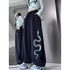 秋冬新款港风日系华棉复合阔腿印钻束脚休闲裤XZ212-QAK8049-P36，男装休闲裤，星座212