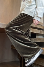 8XL-M加绒美拉德宽松金丝绒阔腿裤垂感拖地裤K993P55加绒65控78，男装休闲裤，电商D206-1