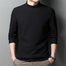 长袖t恤男中年圆领纯色宽松春秋季打底衫爸爸装时尚Polo衫体恤男，男装T恤，电商B212（原钱塘6029）