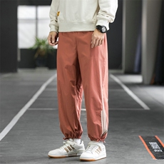 男士新款休闲裤侧边条纹韩版潮流抽绳束脚运动裤宽松DS876T，男装休闲裤，电商A102