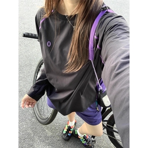 美式机能长袖T恤男春秋季户外运动速干宽松青少年防晒骑行服体恤图片