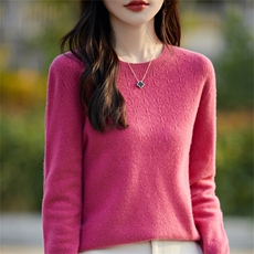 修身纯色圆领领毛衣女2024秋季新款时尚长袖针织衫，女装针织衫/毛衣，斯美雅安迪绒