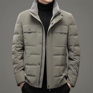 2023冬季商务休闲纯色立领羽绒服男士休闲羊毛领外套ZG2915-P260图片