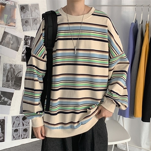 2023春季休闲条纹圆领长袖卫衣外套学生文艺青少年班服 W564-P28图片