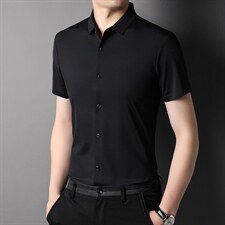 G6552男式2023年夏季新款无痕衬衫男短袖翻领休闲衬衣P55，男装衬衫，电商B360