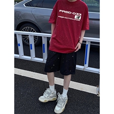 可48小时发货支持抖音得物来样二开美式满天星亮片短袖T恤MTX648，男装T恤，电商A486