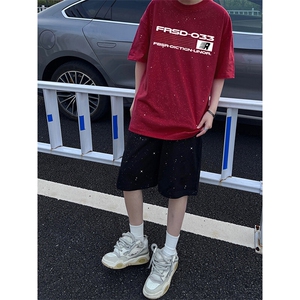 可48小时发货支持抖音得物来样二开 美式满天星亮片短袖T恤MTX648图片