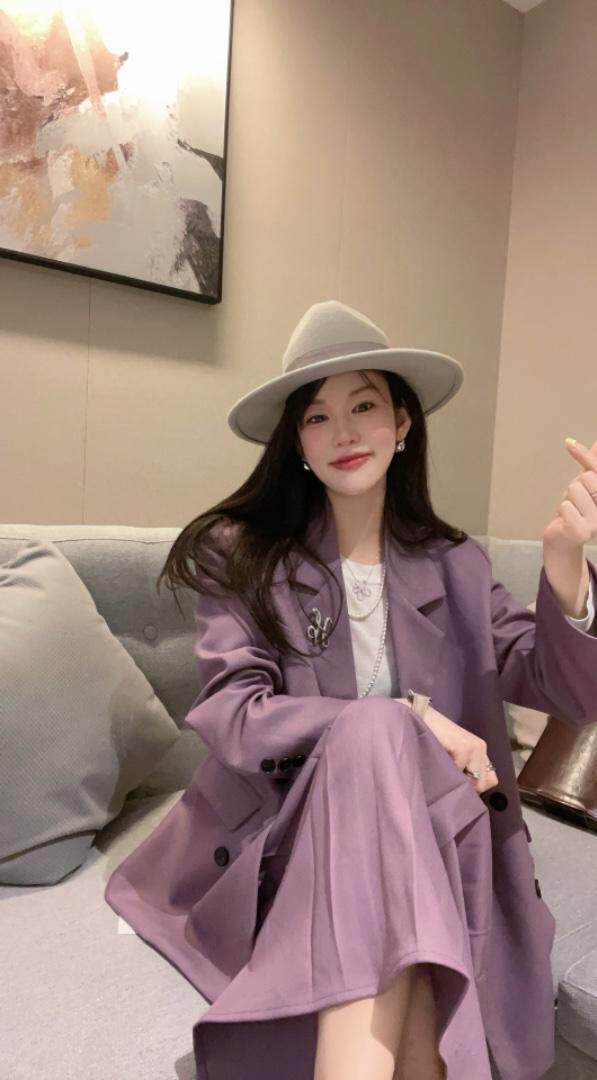 西装搭配半裙yyds，女装西装，唇蔻
