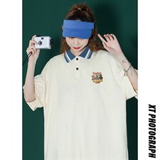 中性2023夏装新款设计感ins潮流宽松短袖POLO衫PL201P35控48，男装T恤，A247A