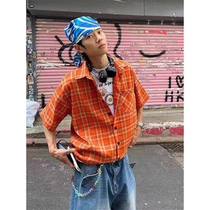 格子衬衫短袖男夏季情侣休闲衬衣美式cleanfit半袖WLCS2044-P38图片