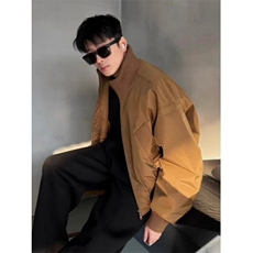 Q19/P66硬汉美式廓形立领飞行夹克男冬季棒球服情侣短款外套潮，男装夹克，星座1506