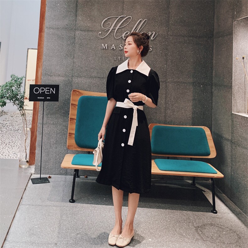 12号出货2020夏季单排扣连衣裙（原8605）225-1925（）,女装连衣裙,浙宝225