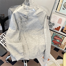 高街美式设计感不规则双拉链卫衣男女春秋重磅连帽外套W0185-P70，男装卫衣，星座308B-1