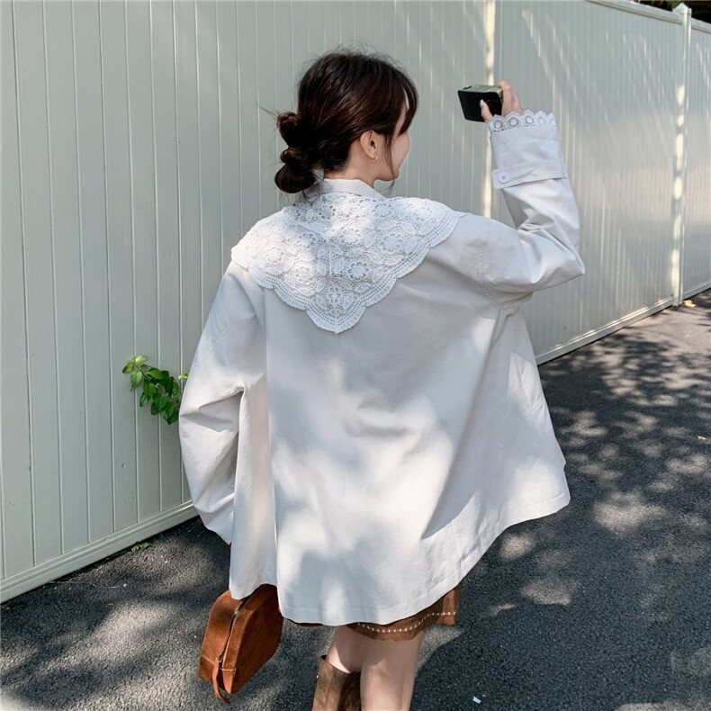 2026春款米色拼蕾丝袖子配蕾丝披肩风衣外套2C375-619-P175-K278,女装风衣,2C375