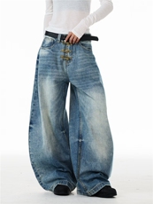 221-5/K2325/P55网图美式个性嘻哈高街潮流痞帅弯刀牛仔裤，男装牛仔裤，星座221-5