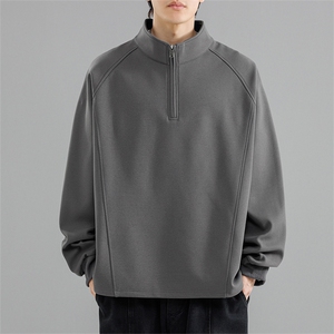 重磅春款大码高领半开胸拉链男士休闲卫衣图片