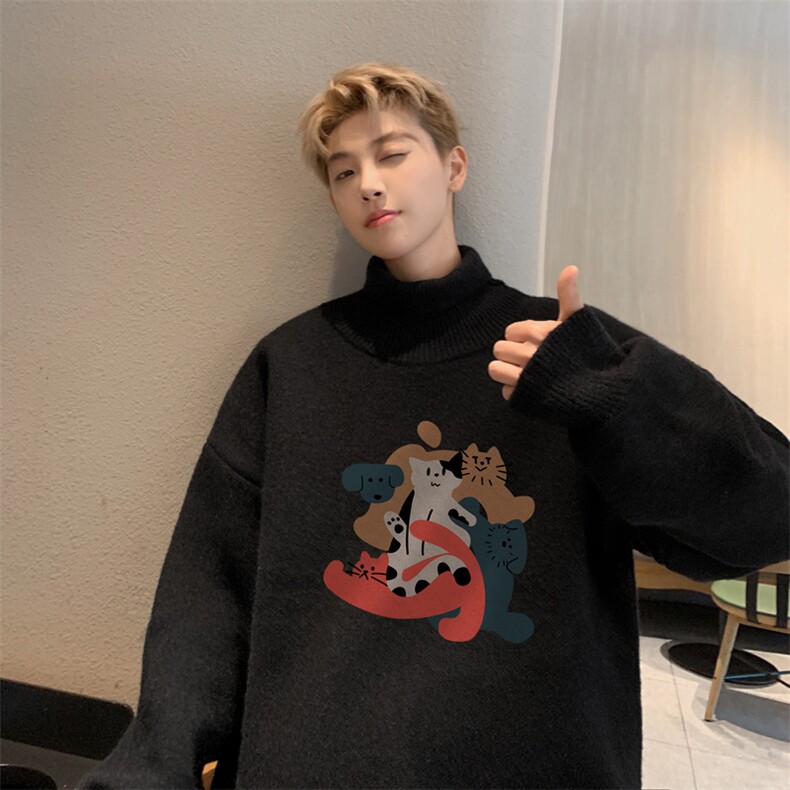 高质量！秋冬高领毛衣加绒加厚翻领针织衫男毛衣FL257-特p38,男装针织衫/毛衣,电商B367