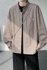 8XL-Mmiu系穿搭复古蓝格子衬衫男宽松纯棉长袖衬衣男CS540-P45，男装衬衫，电商D206-1