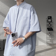明星私服学院风条纹衬衫搭配可拆卸领带英伦风条纹打底衬衫P38，男装衬衫，电商B319