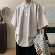 ！2025夏季新款男士银色字母印花情侣短袖T恤TL2410特P19控38，男装T恤，电商B220