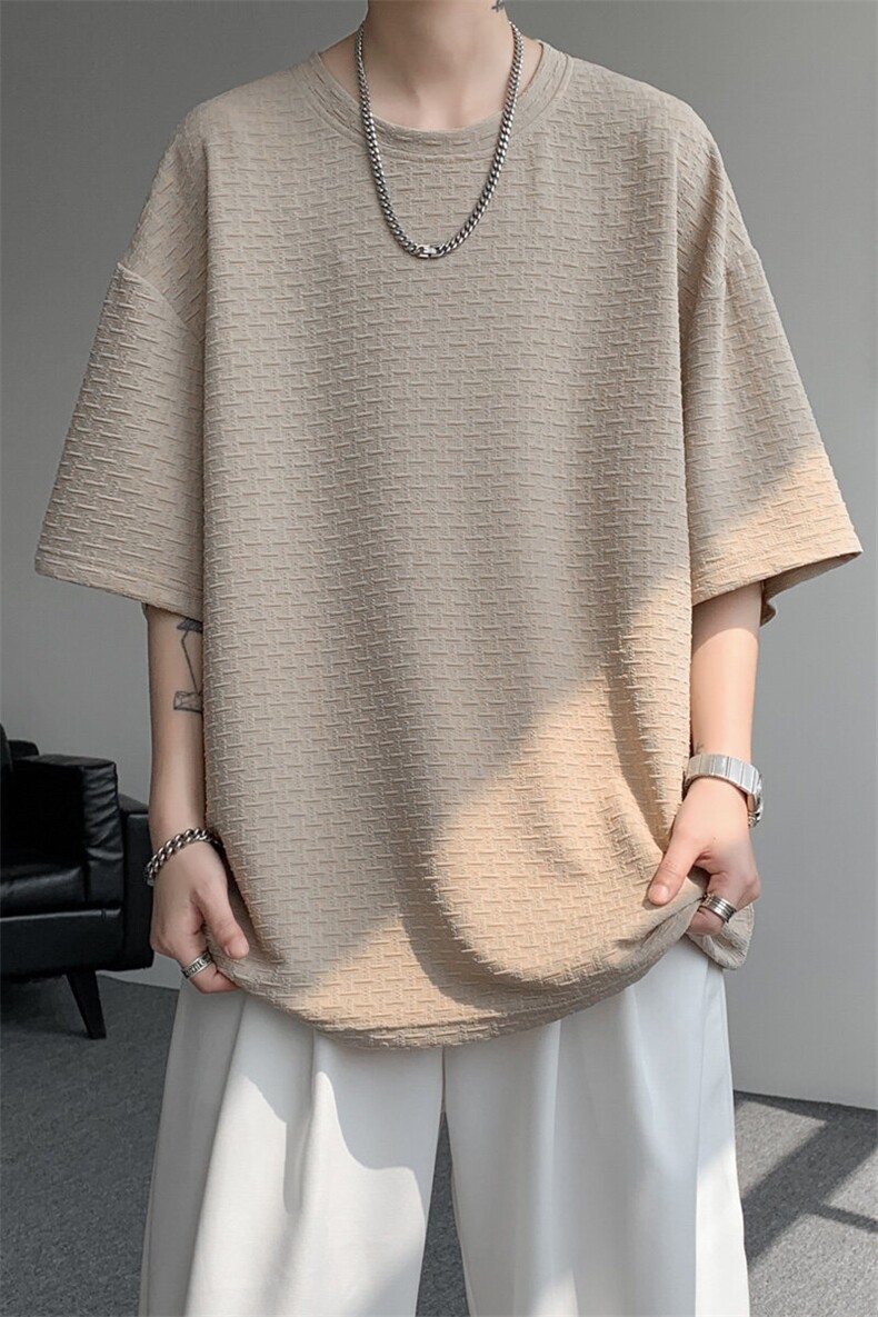！2026夏季新款男士提花圆领短袖T恤肌理感半袖TT255特P30,男装T恤,电商B220
