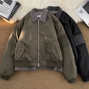 假两件棉衣男冬季宽松翻领棉服牛津复合内里面包服外套 W9297图片