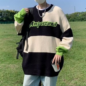 潮牌复古圆领针织衫毛衣男秋季设计感学院风情侣毛线衣 M944-P41图片