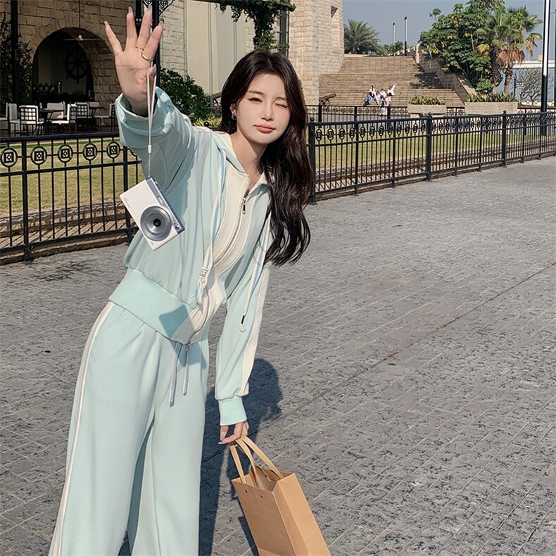 春现-时尚撞色运动风休闲卫衣套装B190-2819-P165-K228,女装套装/套裙,2B190