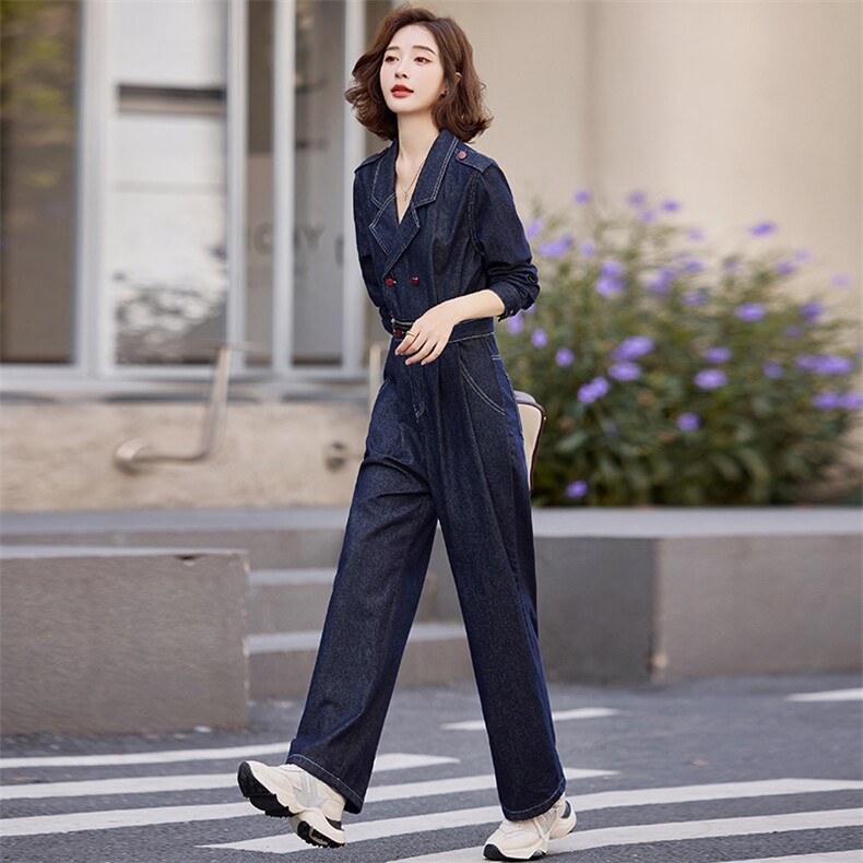 （现货）2026新款女春秋拉链肩章连身裤高端可拆卸工装牛仔连体裤,女装连体裤,印象茜