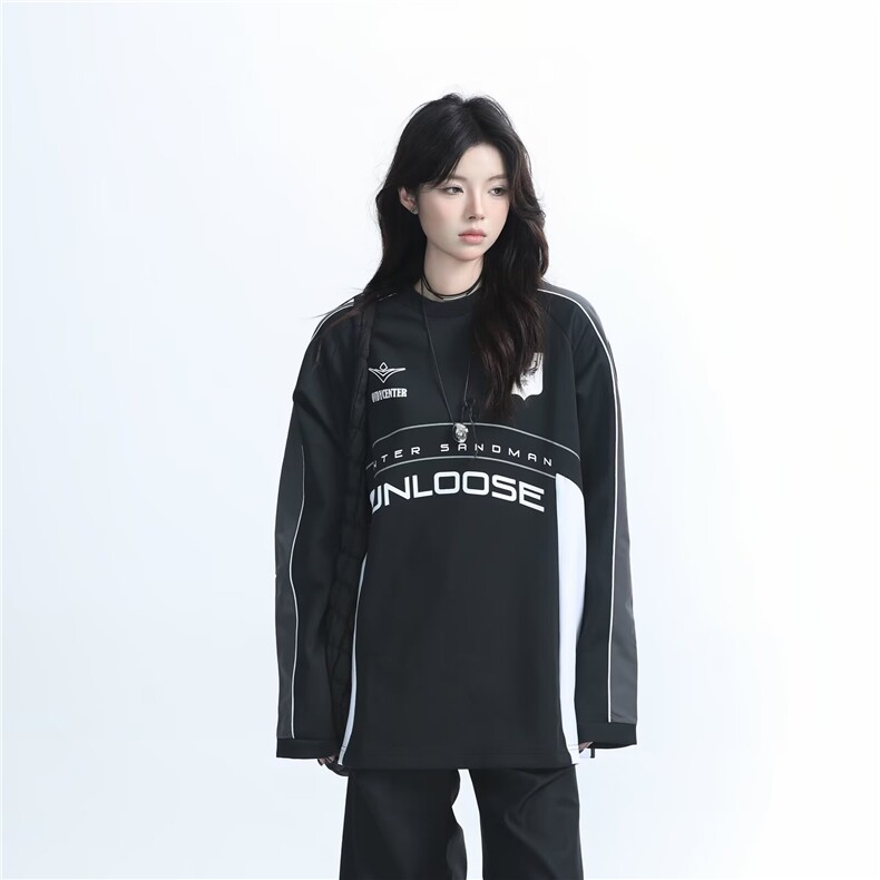春秋个性机车机能卫衣圆领长袖上衣男女款宽松赛车服WY04P42,男装工装外套,星座1013-5