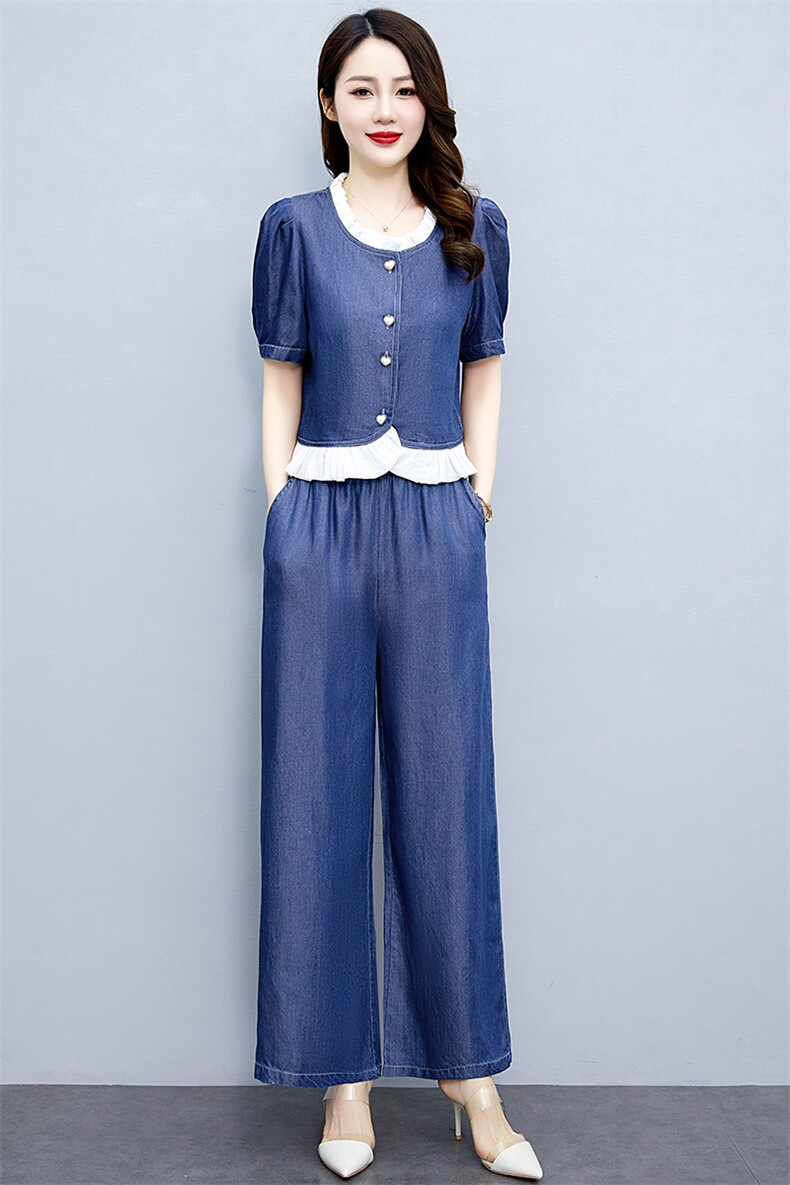 小香风冰丝牛仔时尚套装女2025夏季新款气质减龄显瘦洋气两件套,女装套装/套裙,魅影