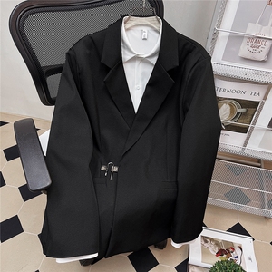 中性风金属装饰西服女外套女港风平铺西服男外套男XF7811P85控105图片