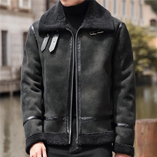 68802-P208pu皮棉衣男士冬季加厚棉服机车皮夹克羊羔毛外套，男装夹克，电商D310B-1