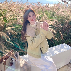 白鸭绒羽绒服内胆羊羔毛外套女秋冬2025新款娃娃领爆款皮毛一体，女装羽绒服，2C126