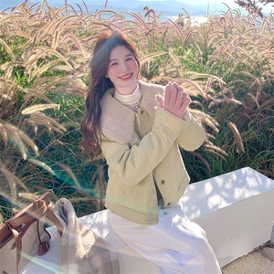 白鸭绒羽绒服内胆羊羔毛外套女秋冬2025新款娃娃领爆款皮毛一体图片