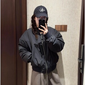 飞行员夹克棉服女秋冬加厚廓形棒球服外套棉衣图片