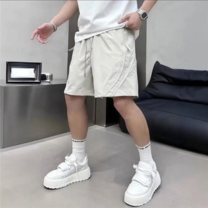美式短裤男士2025夏季宽松休闲运动裤速干薄款纯色百搭简约五分裤图片
