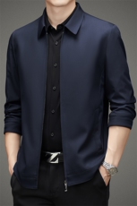夹克男翻领2023春秋季新款上衣商务休闲薄款中年宽松免烫男装外套，男装夹克，电商B212（原钱塘6029）