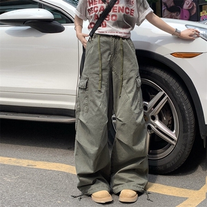 休闲裤男女2026新款夏季中高腰美式复古阔腿直筒工装裤YD9002-P75图片