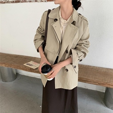 现货韩系ins风卡其风衣外套，女装风衣，汐美