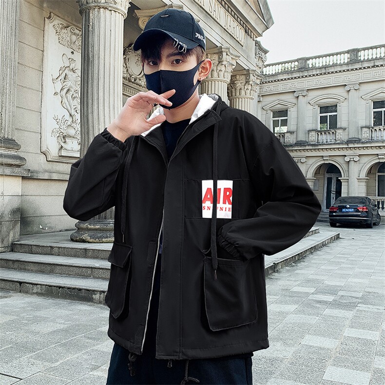 秋季外套男韩版潮流宽松帅气连帽青少年上衣夹克男J,男装夹克,电商B226-2（原B217-2）