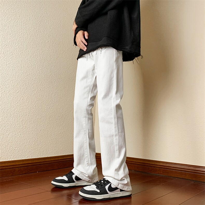 B221美式ins高街小众纯色百搭弹力微喇牛仔裤LK23010-P60控78,男装牛仔裤,电商B221