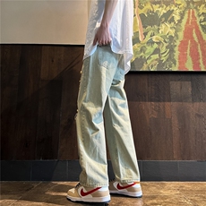 k1079-p55-控78M-5XL现货oversizecleanfit风黄泥牛仔裤破洞，男装牛仔裤，星座116